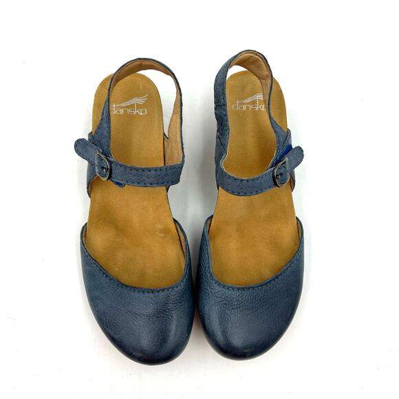 Dansko Tiffani Blue Leather Heeled Sandal - Picture 2 of 8